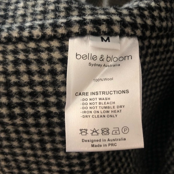 Belle & Bloom 100% wool long houndstooth coat size small - Picture 6 of 16